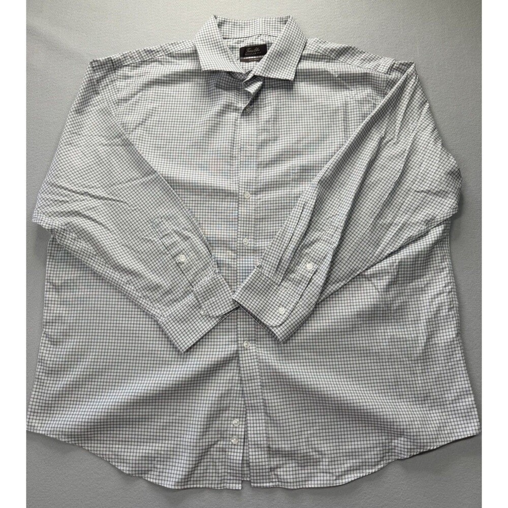 Tasso Elba Regular Fit Dress Shirt XXL Gray Check Egyptian Cotton 18.5 34/35